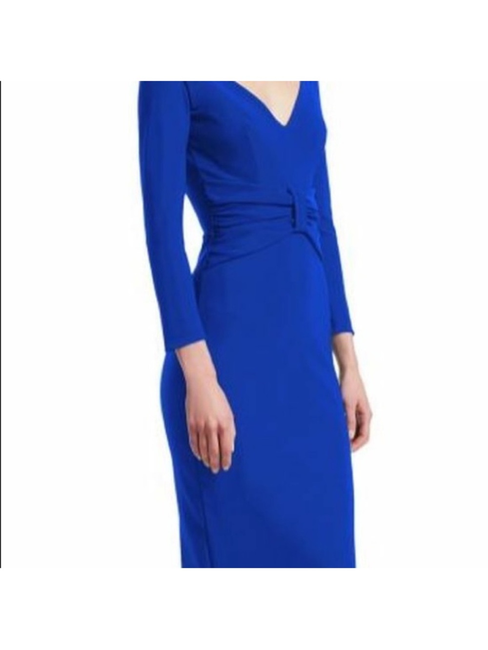 Chiara Boni Royal Blue V-Neck Long Sleeve Sheath Dress - worn once